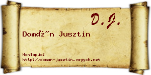 Domán Jusztin névjegykártya